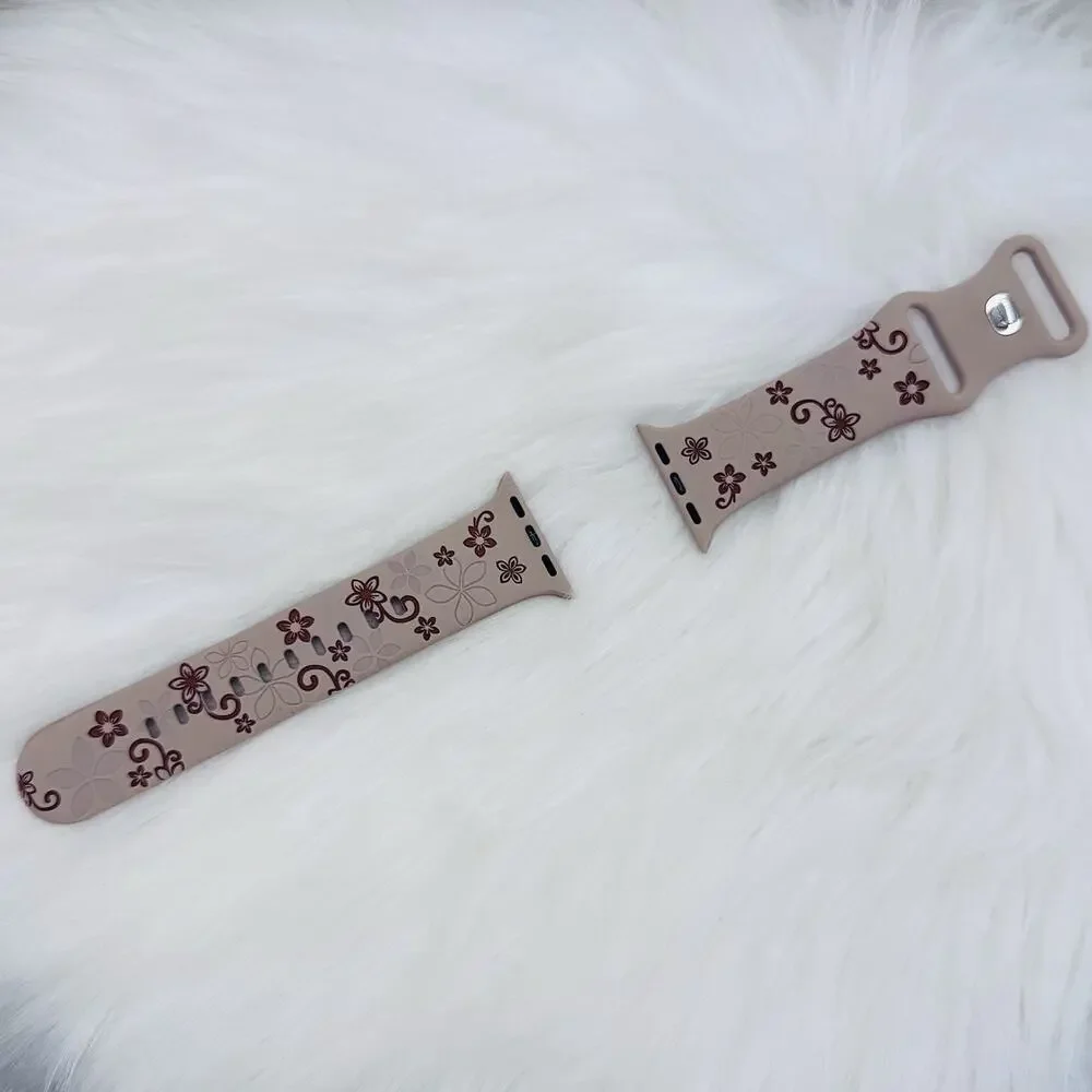 New Floral Watch Band For Apple Watch Series 42mm / 44mm / 45mm /49mm - Latte